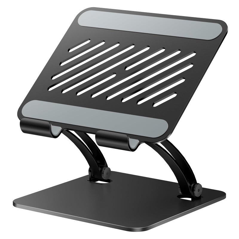 tounee Tablet Holder Stand, Dual Rod Adjustable Aluminum Desktop Stand, Compatible with 4.7-16.9" iPads, Surface Tablets, Portable Monitor, Kindle and More (Black) - Image 1