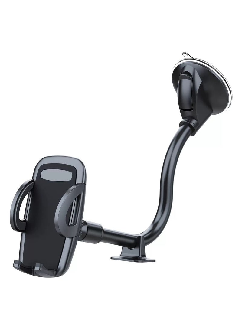 Liboer Cell Phone Holder for Car Phone Mount Long Arm Dashboard Windshield Car Phone Holder Strong Suction Anti-Shake Stabilizer Phone Car Holder Compatible with All Phone Apple and Android Smartphone - Image 1