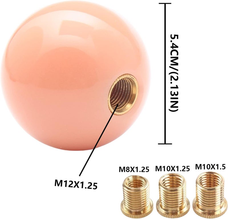YIUIY Round Ball Shift Knob Universal Luminous Gear Shift Knob 5 6 Speed for Manual Automatic Vehicles with Adapters (Pink to Red) - Image 2