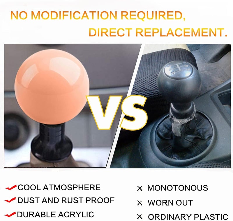 YIUIY Round Ball Shift Knob Universal Luminous Gear Shift Knob 5 6 Speed for Manual Automatic Vehicles with Adapters (Pink to Red) - Image 4