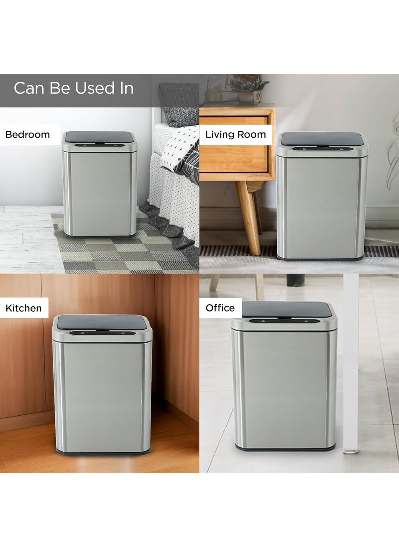 Homestic Homestic 9L Stainless Steel Automatic Touchless Motion Sensor Dustbin Quick Open Soft Close Lid Garbage Bin for Kitchen Bathroom Indoor Outdoor Trash Cana98  - Image 4