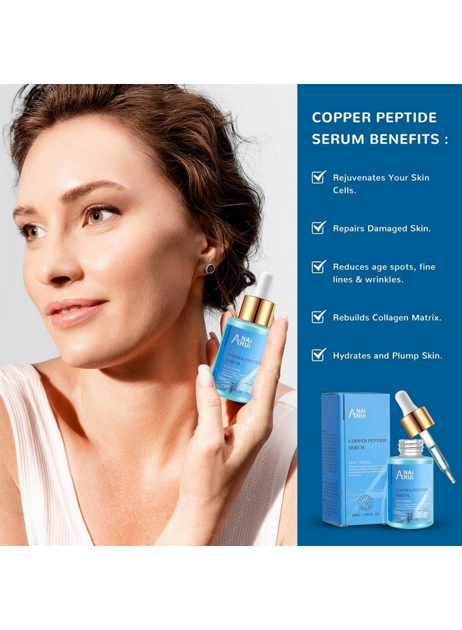 ANAI RUI Copper Peptides Serum For Face Copper Peptide Face Serum + Hyaluronic Acid Reduces Fine Lines & Wrinkles Plumping And Radiant Skin 1.Fl.Oz - Image 2