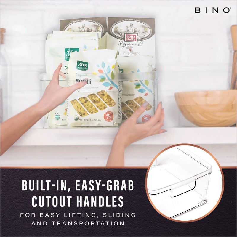 BINO | Plastic Storage Bins, Medium - 2 Pack | THE LUCID COLLECTION | Multi-Use Built-In Handles | BPA-Free | Clear Storage Containers | Fridge Organizer | Pantry & Home Organization - Image 3