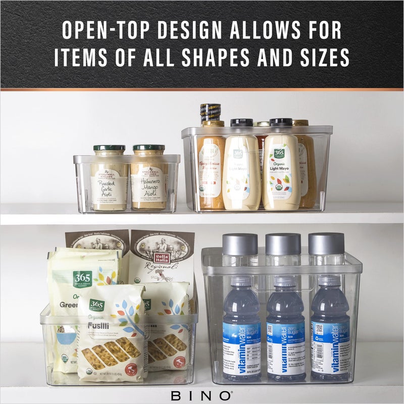 BINO | Plastic Storage Bins, Medium - 2 Pack | THE LUCID COLLECTION | Multi-Use Built-In Handles | BPA-Free | Clear Storage Containers | Fridge Organizer | Pantry & Home Organization - Image 4
