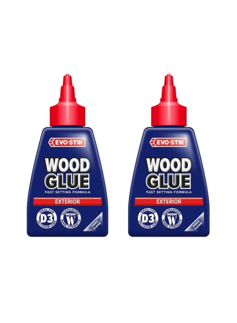 EVO-STIK Exterior Wood Glue 2 Pcs - D3, Weatherproof, Extra Strong, Fast Setting, 250ml - Image 1