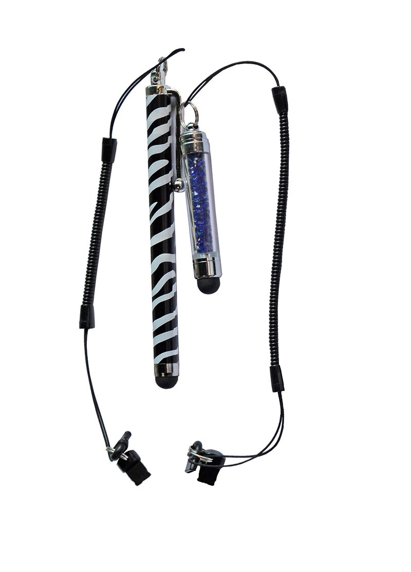 ColorYourLife Elastic Tether Coiled Spring Lanyards with USB Type C and Lightning Port Plug for Stylus Pens and Small Items (3 Pack, Black) - Image 2