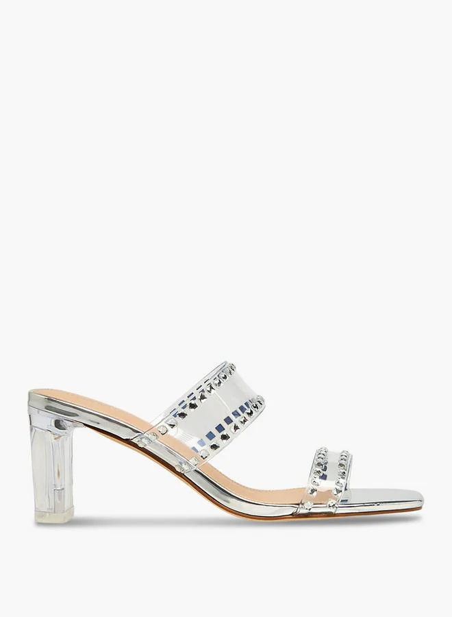 Flora Bella By Shoexpress SILVER Flora Bella Women Embellished Block Heel Sandals for Women | Best Price UAE