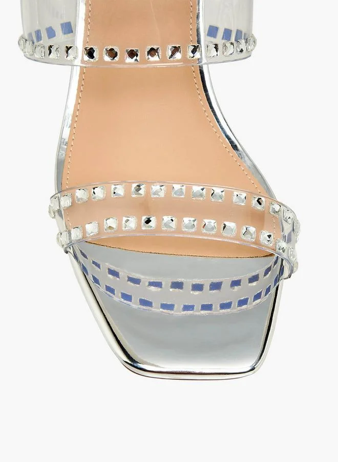 Flora Bella By Shoexpress SILVER Flora Bella Women Embellished Block Heel Sandals for Women | Best Price UAE