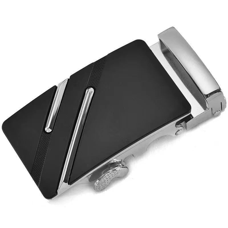2023 Trendy Mens Alloy Belt Buckle 3.5CM Silver inclined parallel bars [without belt] 