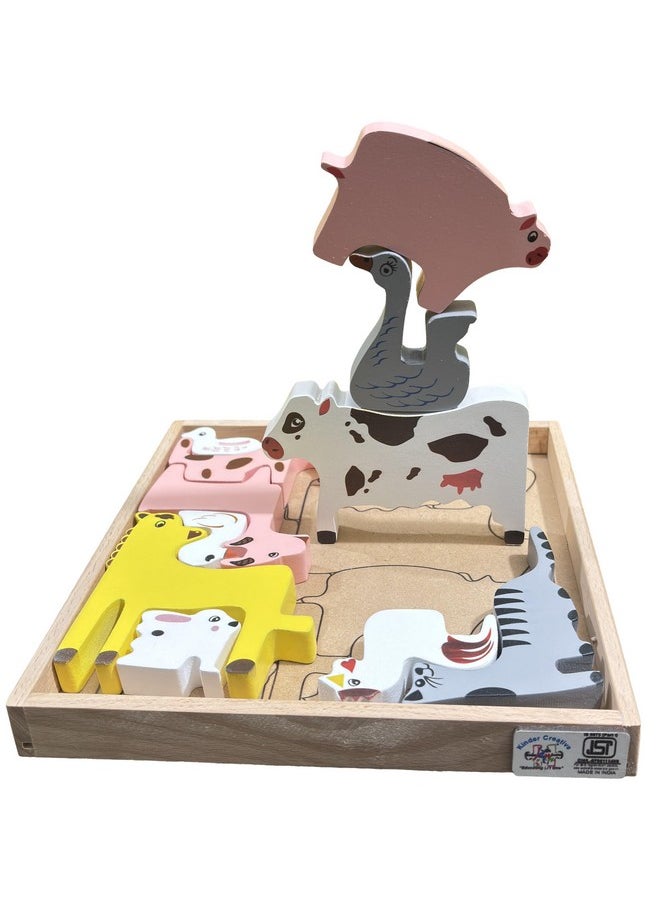 Kinder Creative Kinder Creative 3D Domestic Animals Stacking Puzzle, Chunky Stacking Wild Animals Puzzle,Alphabet & Numeric Magnetic Fishing Game, Educational Puzzle and Toys for Kids Pack of 3  - Image 3