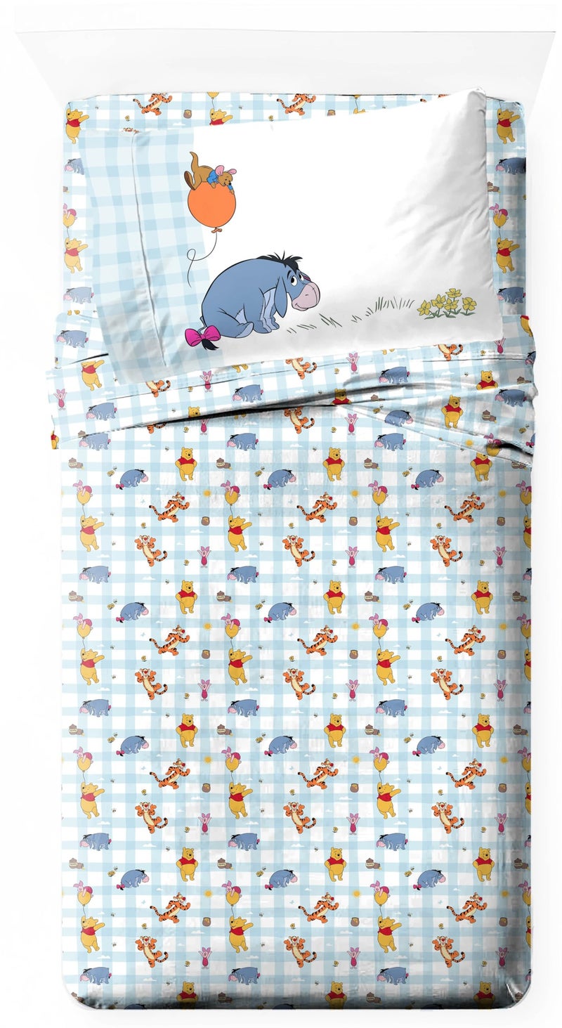 Jay Franco Kids Sheet Set with Fitted  Flat Sheets & Pillow Cover - Ultra-Soft Bedding with Pillowcase for Room Decor  White - Winnie The Pooh  3 Piece Twin - Image 1