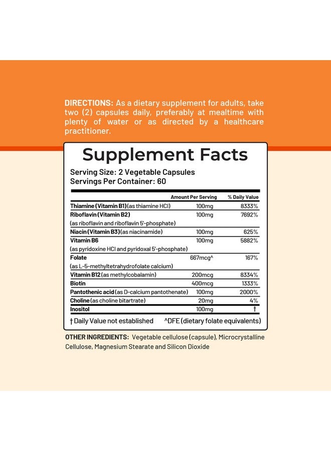 CGMLABS Vitamin B Complex - Active B1, B2, B3, B6, B12, Thiamine, Riboflavin, Niacin, Folate, Biotin, Pantothenic Acid, Inositol by CGM Labs - Image 5