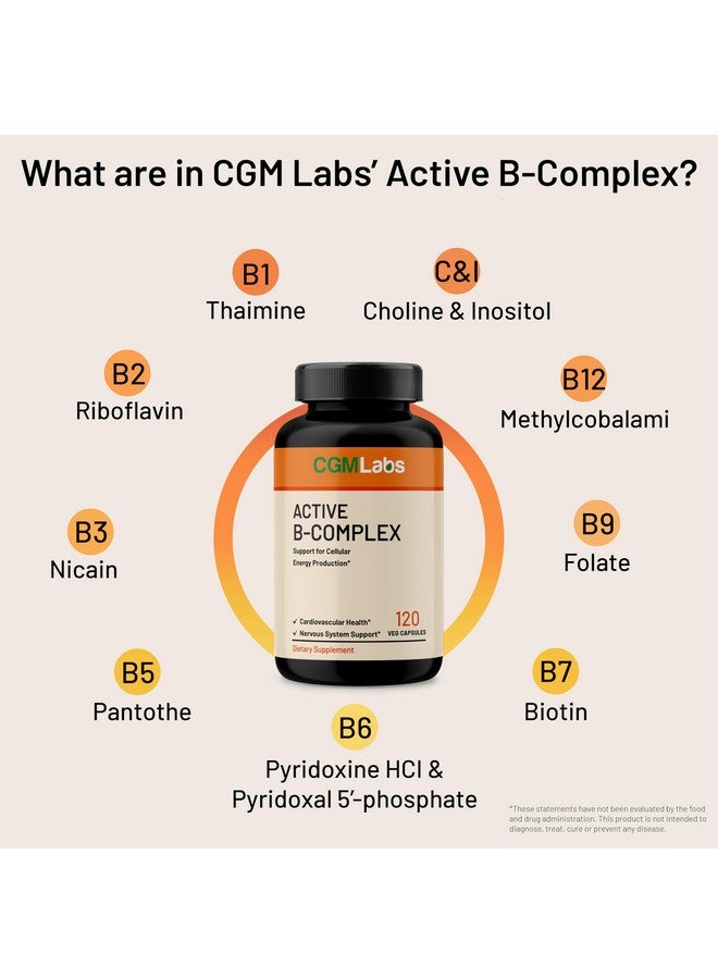 CGMLABS Vitamin B Complex - Active B1, B2, B3, B6, B12, Thiamine, Riboflavin, Niacin, Folate, Biotin, Pantothenic Acid, Inositol by CGM Labs - Image 3