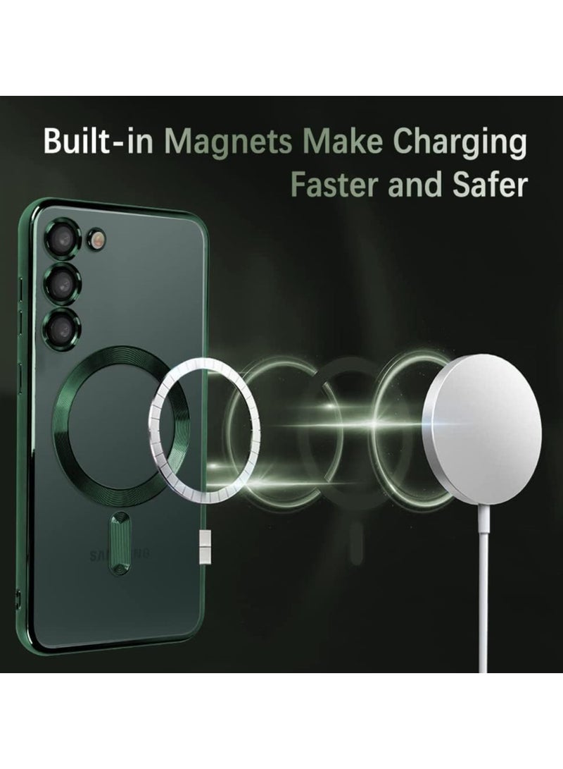MIGOFAST Galaxy S24 Magnetic Case Compatible with MagSafe  Luxury Plating Design Galaxy S24 Case with Camera Lens Protector Soft TPU Bumper for Samsung Galaxy S24 Green - Image 2