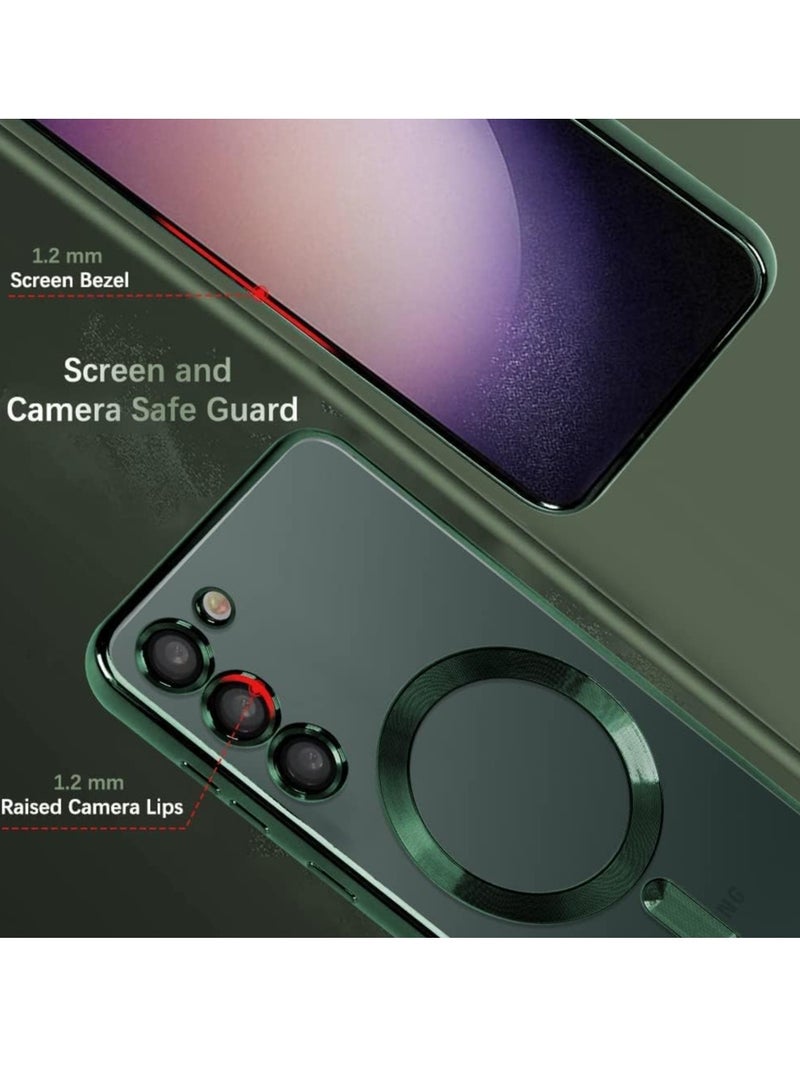 MIGOFAST Galaxy S24 Magnetic Case Compatible with MagSafe  Luxury Plating Design Galaxy S24 Case with Camera Lens Protector Soft TPU Bumper for Samsung Galaxy S24 Green - Image 3