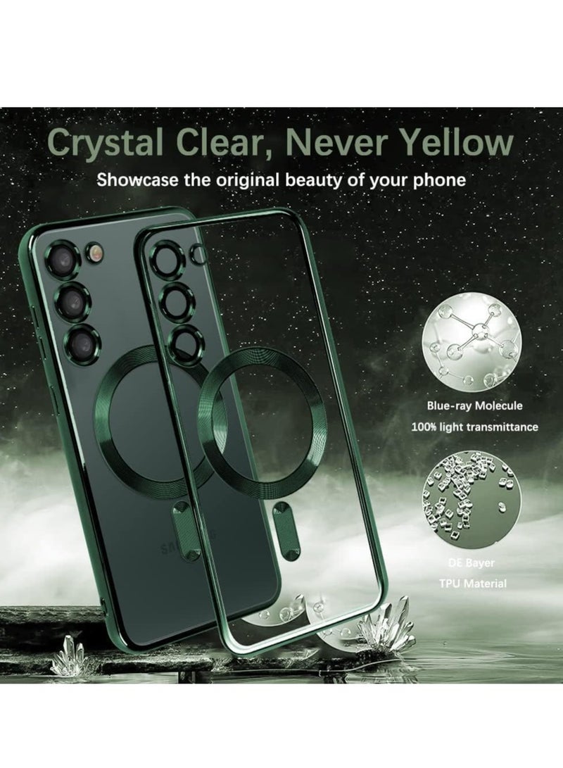 MIGOFAST Galaxy S24 Magnetic Case Compatible with MagSafe  Luxury Plating Design Galaxy S24 Case with Camera Lens Protector Soft TPU Bumper for Samsung Galaxy S24 Green - Image 4