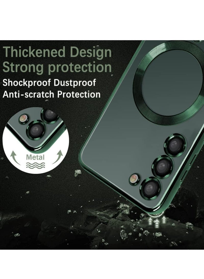 MIGOFAST Galaxy S24 Magnetic Case Compatible with MagSafe  Luxury Plating Design Galaxy S24 Case with Camera Lens Protector Soft TPU Bumper for Samsung Galaxy S24 Green - Image 5
