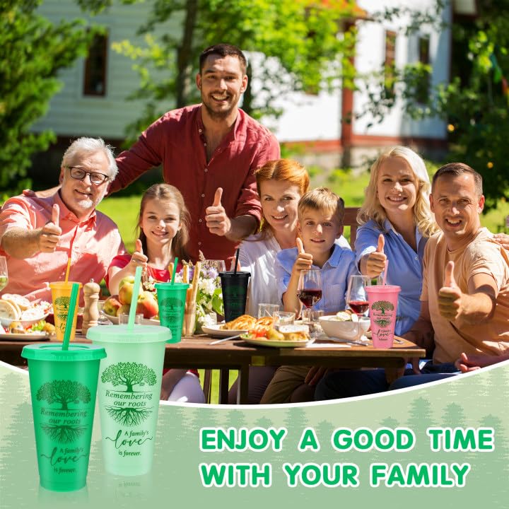 Furbeko 20 Pcs Family Reunion Favors 24/16 oz Plastic Cups Bulk with Family Tree Pattern (24 oz) - Image 5