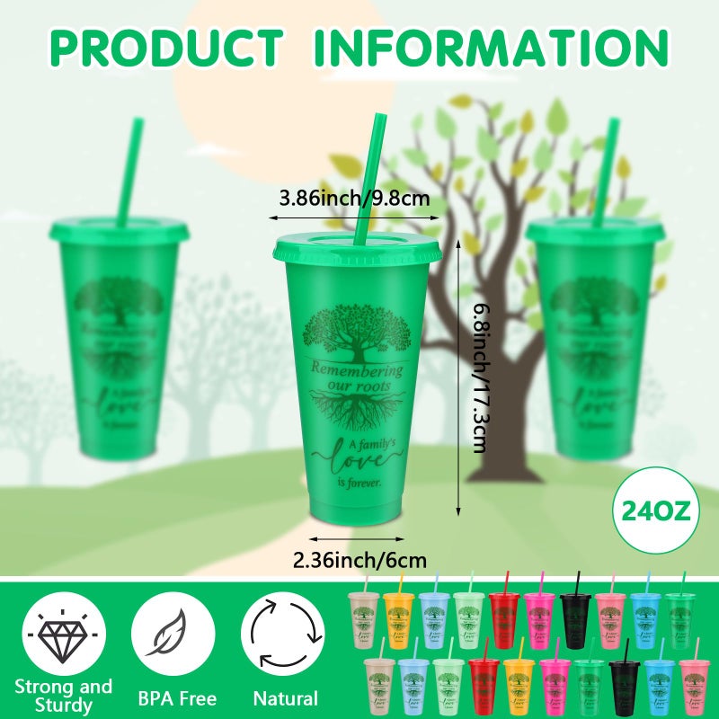 Furbeko 20 Pcs Family Reunion Favors 24/16 oz Plastic Cups Bulk with Family Tree Pattern (24 oz) - Image 2