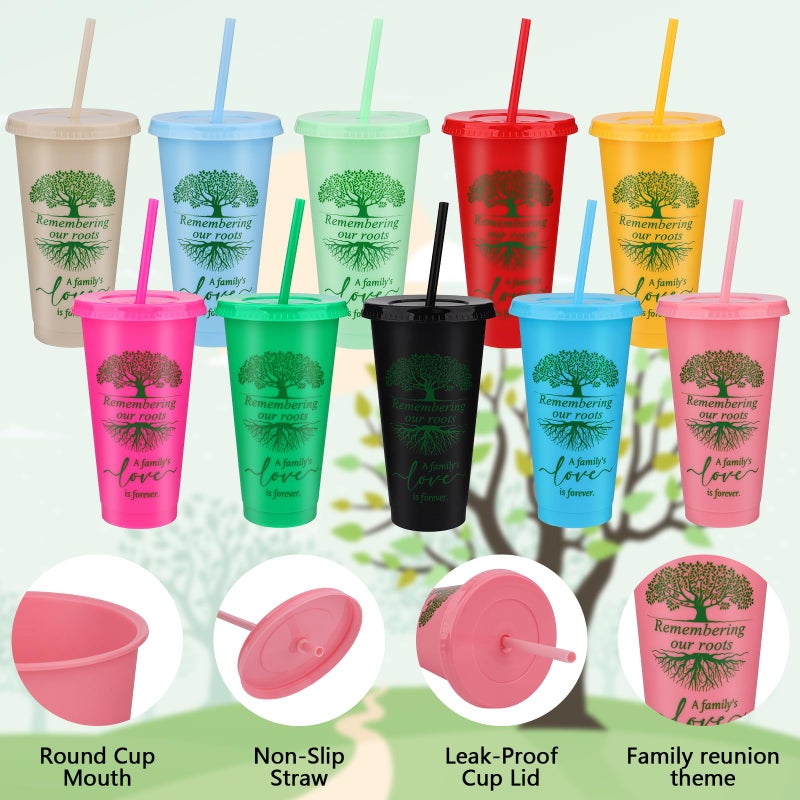 Furbeko 20 Pcs Family Reunion Favors 24/16 oz Plastic Cups Bulk with Family Tree Pattern (24 oz) - Image 3