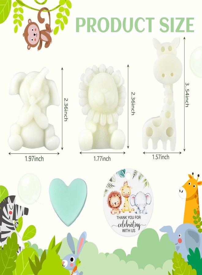 Demissle 20 Sets Safari Animal Baby Shower Soaps Favors for Guests Jungle Greeting Card Bath Gift for Birthday (Green) - Image 2