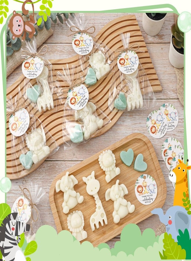 Demissle 20 Sets Safari Animal Baby Shower Soaps Favors for Guests Jungle Greeting Card Bath Gift for Birthday (Green) - Image 4