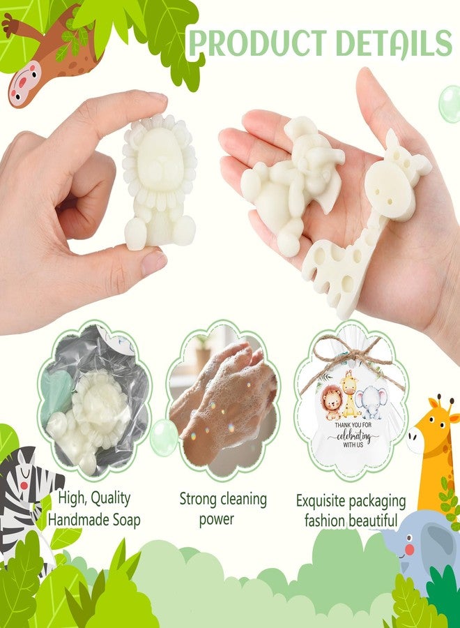 Demissle 20 Sets Safari Animal Baby Shower Soaps Favors for Guests Jungle Greeting Card Bath Gift for Birthday (Green) - Image 3
