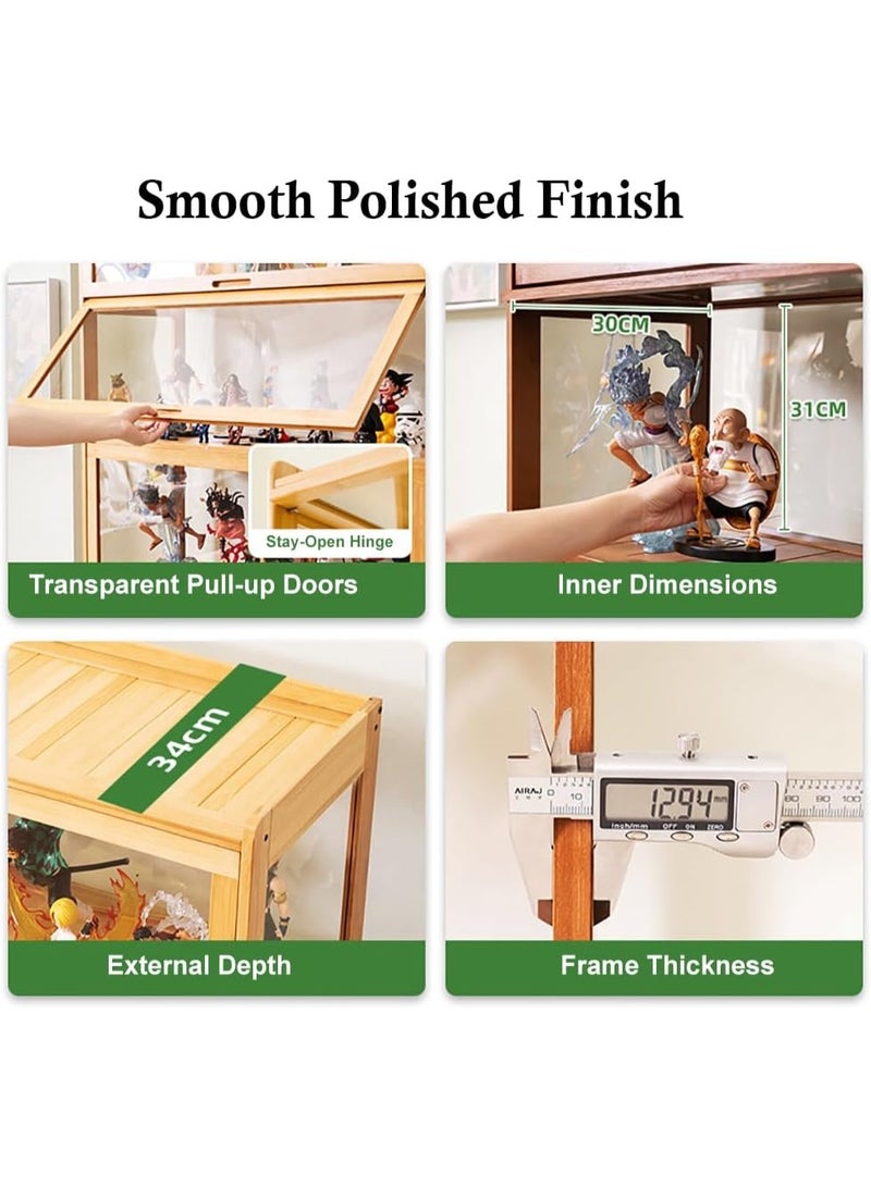 Rubik خزانة عرض مع أبواب نافذة أكريليك وجوانب شفافة لتماثيل الحركة، الألعاب، الجوائز، المجموعات (الحجم، 172x70x34 سم) بني - Image 4