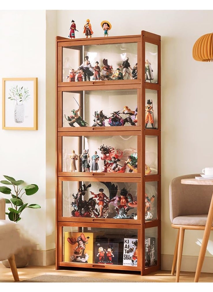 Rubik خزانة عرض مع أبواب نافذة أكريليك وجوانب شفافة لتماثيل الحركة، الألعاب، الجوائز، المجموعات (الحجم، 172x70x34 سم) بني - Image 1