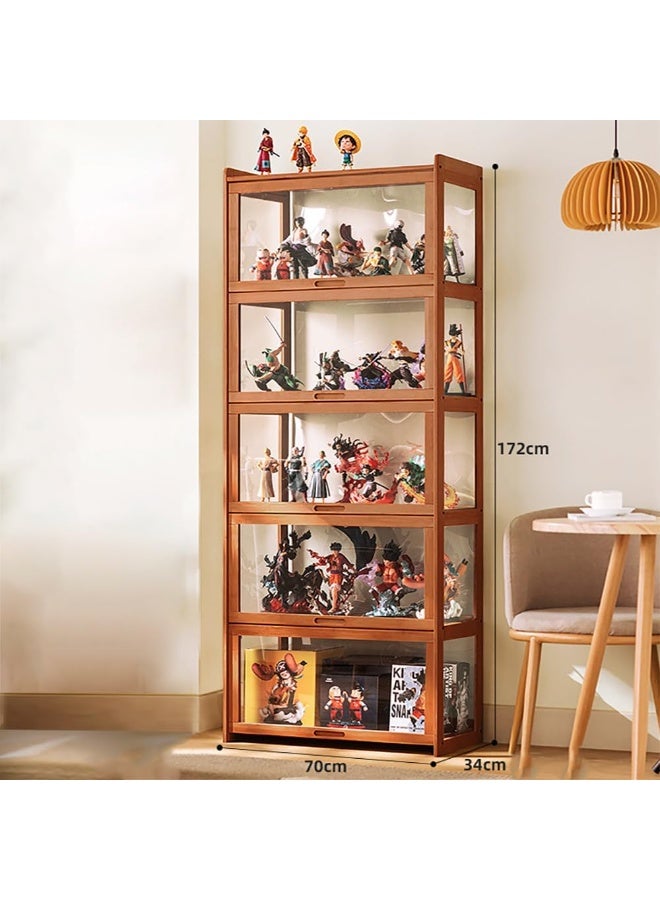 Rubik خزانة عرض مع أبواب نافذة أكريليك وجوانب شفافة لتماثيل الحركة، الألعاب، الجوائز، المجموعات (الحجم، 172x70x34 سم) بني - Image 2