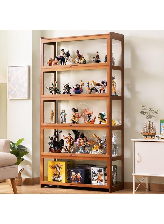 Rubik خزانة عرض مع أبواب نافذة أكريليك وجوانب شفافة لتماثيل الحركة، الألعاب، الجوائز، المجموعات (الحجم، 172x70x34 سم) بني - Image 5