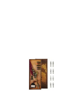 Generic Calligraphy Set, Vintage Feather Pen with 1 Ink, 1 Nib Fountain Pen, Pen Holder, 5 Ink Bottles, 8 Stainless Steel Tips, Nib Caligraphy Pen Set for Christmas, Valentine's Day  - Image 1
