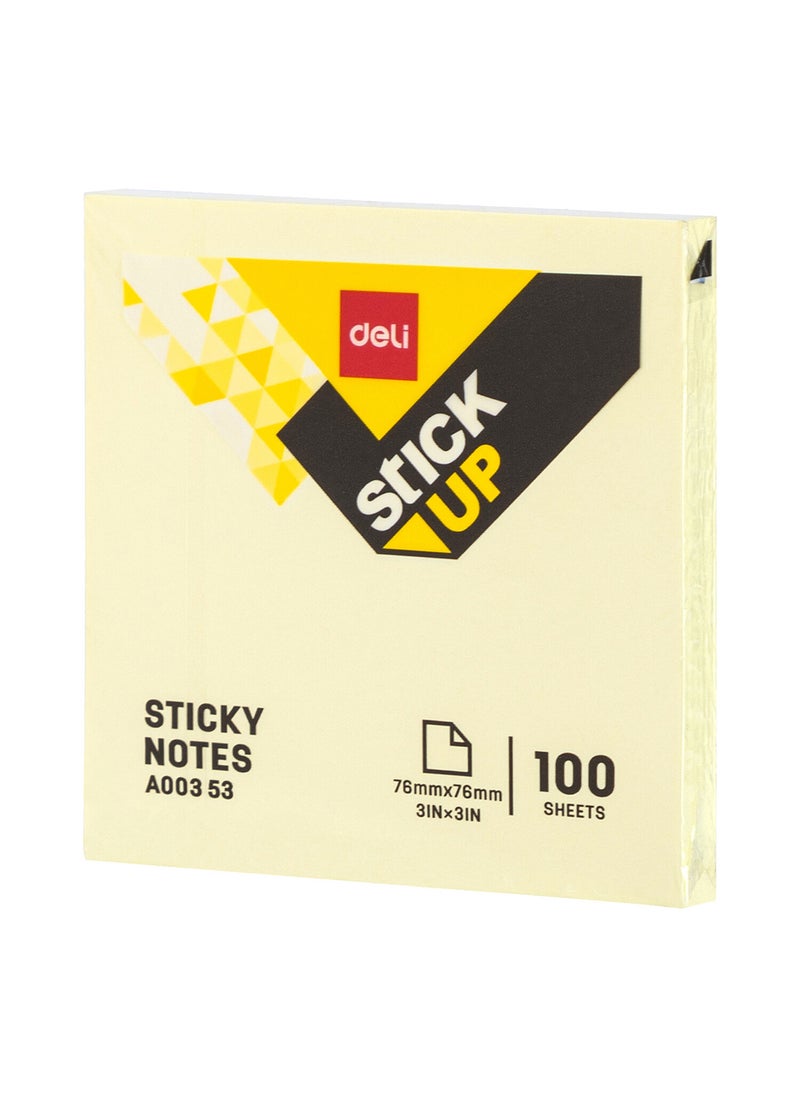 Deli - Sticky Notes 3 x 3 in (76×76mm) , for Note Taking, To Do Lists & Reminders ,100 Yellow Sheets - Image 1