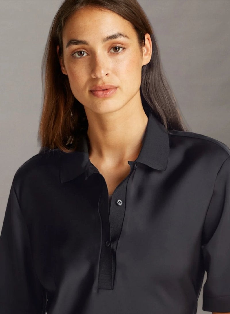 CALVIN KLEIN Satin Half Sleeve Polo Shirt - Image 3