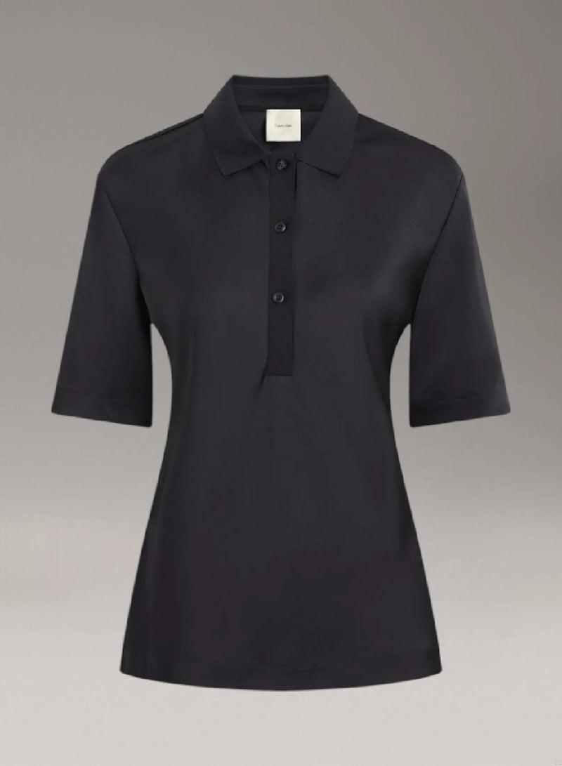CALVIN KLEIN Satin Half Sleeve Polo Shirt - Image 5