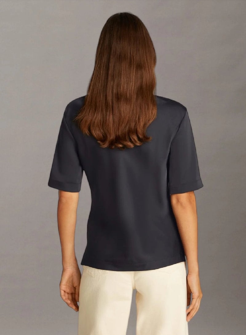 CALVIN KLEIN Satin Half Sleeve Polo Shirt - Image 2