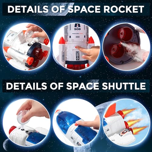 Wbzle Large Space Exploration Astronaut Kids Toy Rocket Shuttle with LightSound Spray Effects Outer Space Playset Series - Image 5