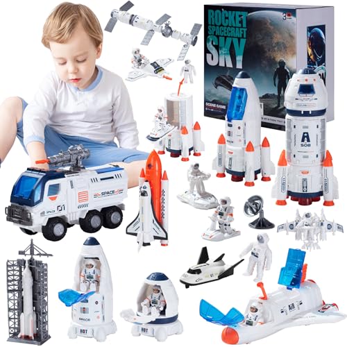Wbzle Large Space Exploration Astronaut Kids Toy Rocket Shuttle with LightSound Spray Effects Outer Space Playset Series - Image 1