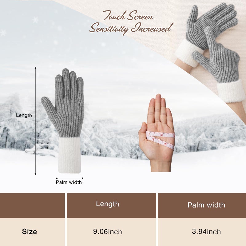 Pleneal Winter Gloves for Women, Warm Touchscreen Texting Knit Fleece Lined Thermal Glove for Cold weather - Image 4