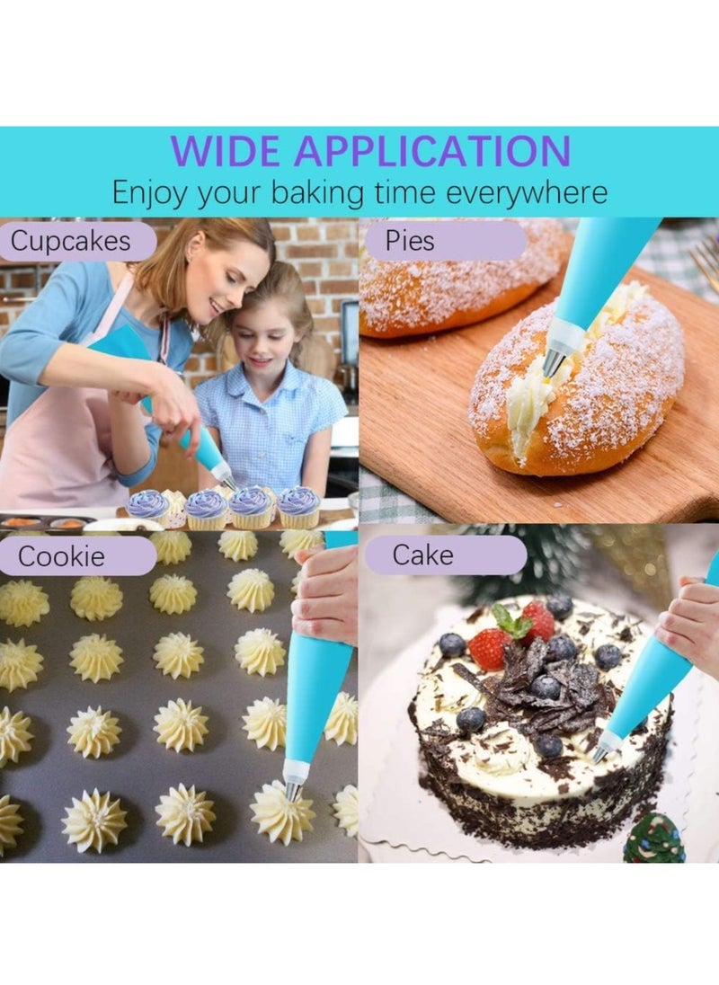 SYOSI - 25 Pcs Cake Decorating Kits with Piping Bags and Tips - Includes 14 Stainless Steel Baking Nozzles, 2 Reusable Silicone Pastry Bags, 3 Icing Smoothers, 2 Couplers, Ties & Cupcake Molds - Image 1