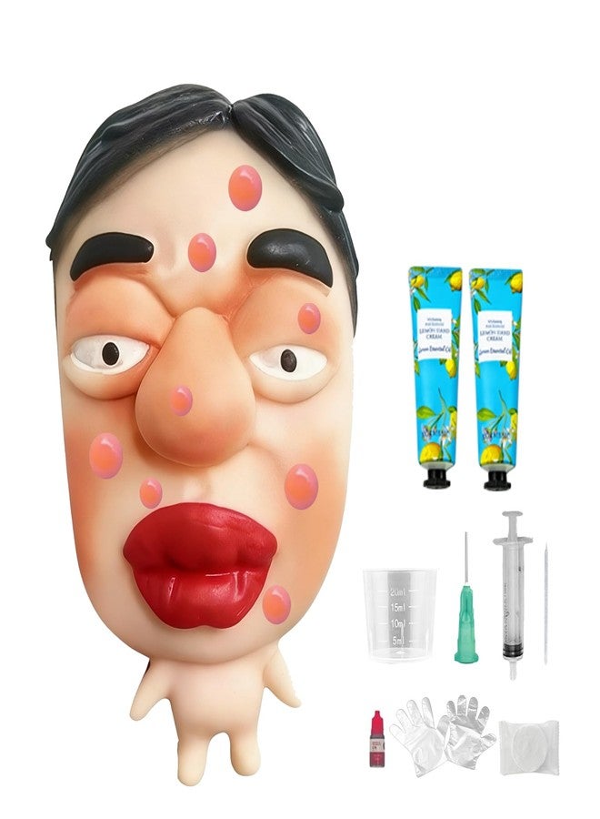 CIYOJA Pimple Popping Squishy Stress Relief Fidget Toy Reusable Silicone Pimple Popper Set Soft Sensory Squeeze Toy with Refill Kit Satisfying Burst Play for Desk Relaxation Large Size (PoutFace) - Image 1