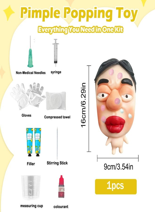 CIYOJA Pimple Popping Squishy Stress Relief Fidget Toy Reusable Silicone Pimple Popper Set Soft Sensory Squeeze Toy with Refill Kit Satisfying Burst Play for Desk Relaxation Large Size (PoutFace) - Image 4