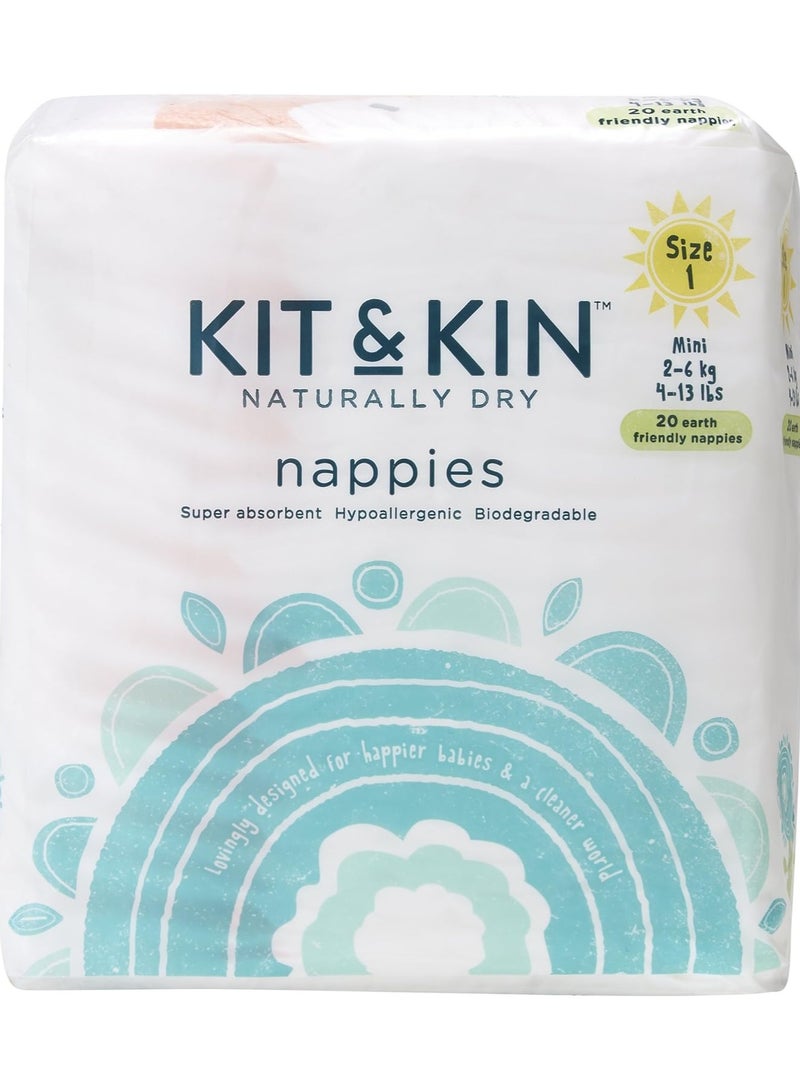 KIT & KIN Taped Baby Diapers for New Born - Size 1, 2-6Kg | Flash Dry with Superior Leak Protection Ultimate Hypoallergenic for Skin Protection | Eco-Friendly Baby Nappies for Newborn | 38 Counts