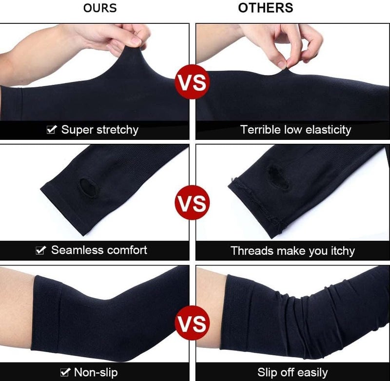 SHOWAY 3 Pair UV Protection Cooling Breathable Arm Sleeve, Sun Protective Moisture Wicking Gloves with Finger Hole to Cover Arms for Cycling, Driving, Outdoor Sports for Men & Women, Black, free - Image 3