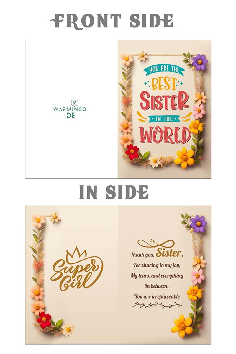 WARMINGO DE Butterfly Greeting Card for Sister | Best Sister in The World | 3D Pop-Up Handmade Greeting Card | Birthday, Rakhi, or Surprise Gift for Sister (Special Edition) (Sister) - Image 4