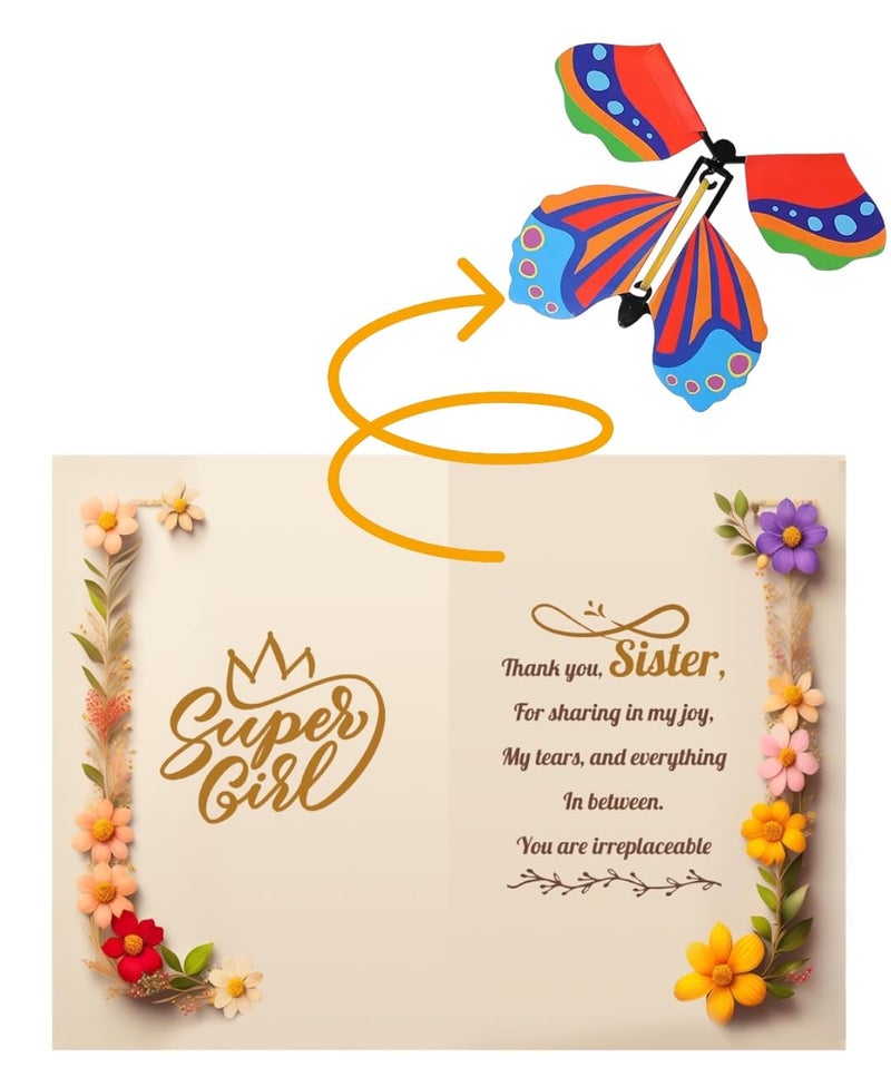 WARMINGO DE Butterfly Greeting Card for Sister | Best Sister in The World | 3D Pop-Up Handmade Greeting Card | Birthday, Rakhi, or Surprise Gift for Sister (Special Edition) (Sister) - Image 3