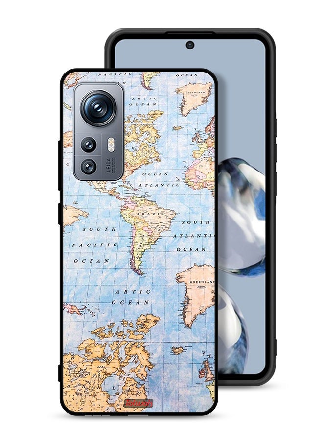 Tolwak Xiaomi 12S Protective Case Cover World Map - Image 1