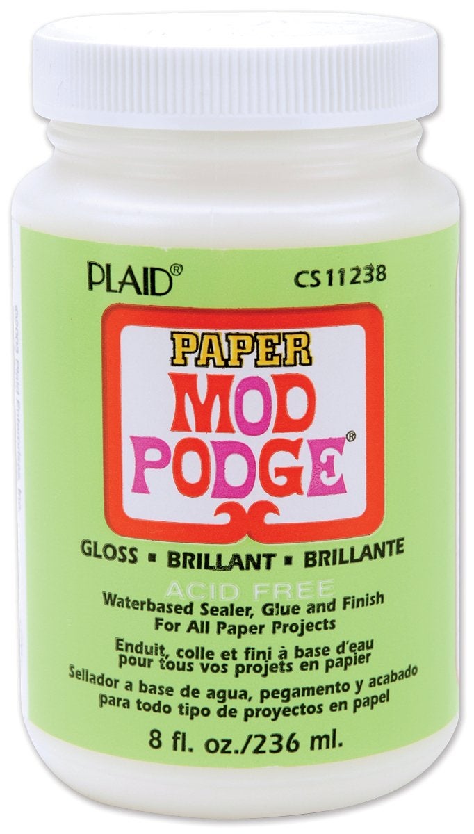 Mod Podge Waterbase Sealer, Glue and Finish for Paper (8-Ounce), CS11238 Gloss Finish - Image 1