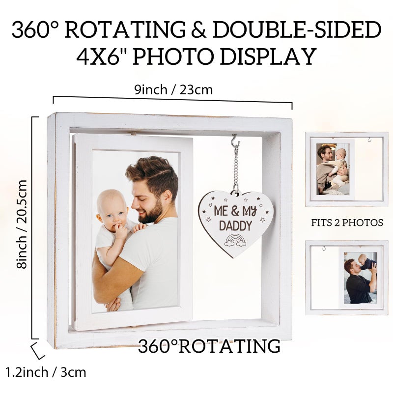 Nuowagify Dad Gifts,New Dad Gifts,Birthday Gift for Daddy,Me and My Daddy Picture Frame,Room Decor Vintage Style,Baby Gender Neutral Rotating Photo Frame 4x6 - Image 5