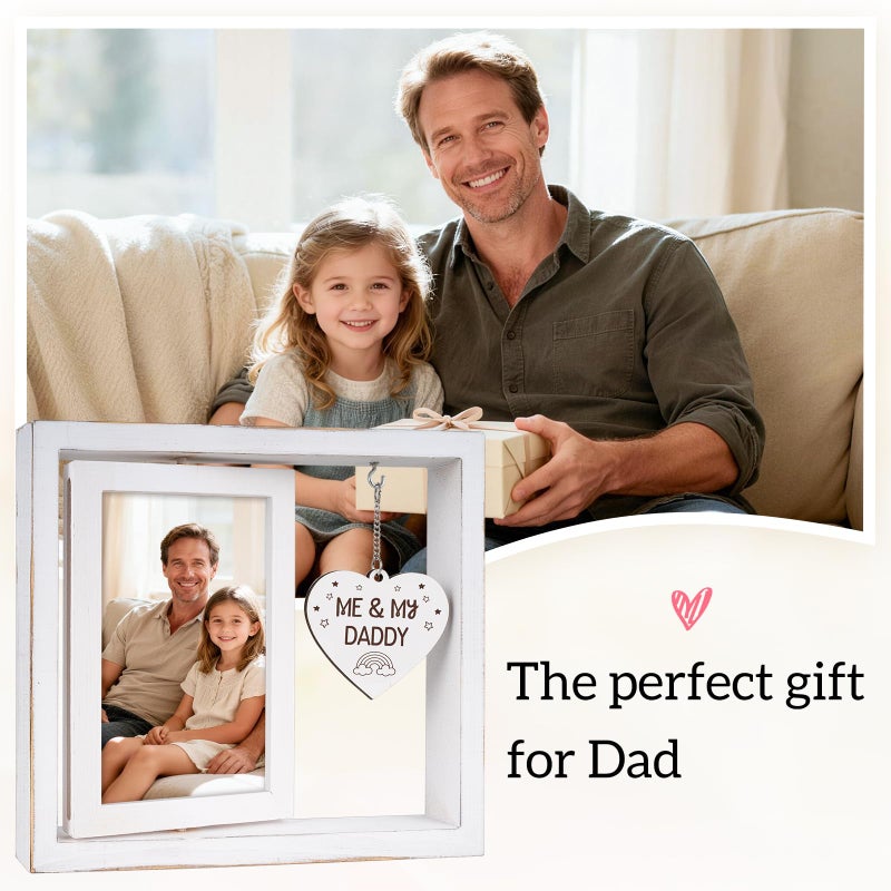 Nuowagify Dad Gifts,New Dad Gifts,Birthday Gift for Daddy,Me and My Daddy Picture Frame,Room Decor Vintage Style,Baby Gender Neutral Rotating Photo Frame 4x6 - Image 2